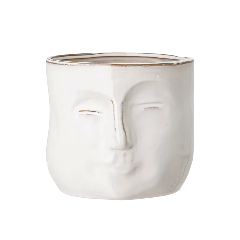 Stoneware Planter with Face