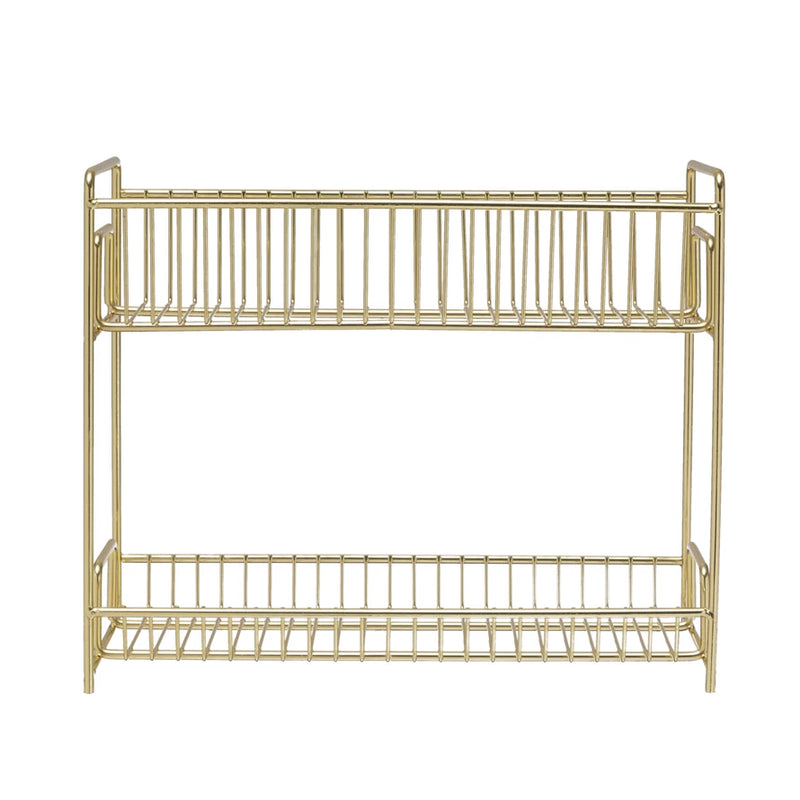 Metal 2-Tier Dish Drainer, Gold Finish