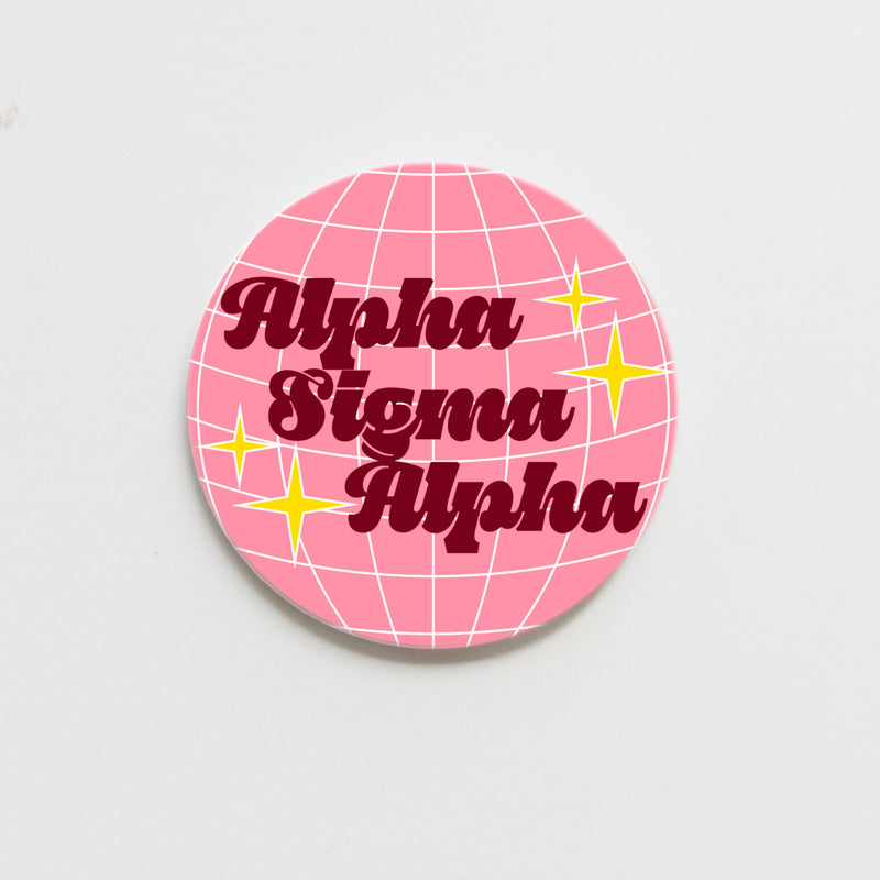 Alpha Sigma Alpha Greek Disco Button - 1.50 inch or 3 inch