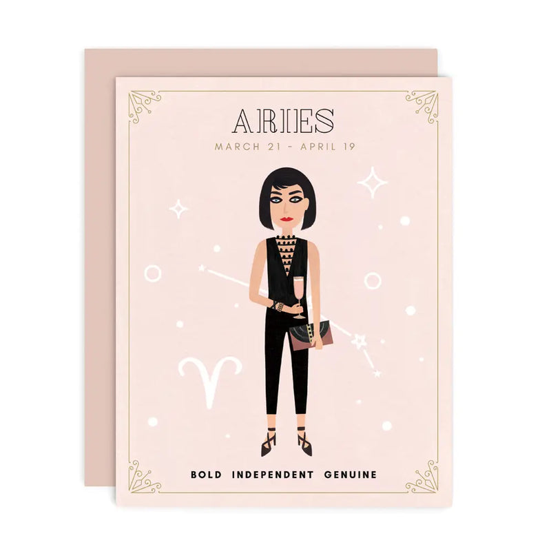 Aries Zodiac Babe Card