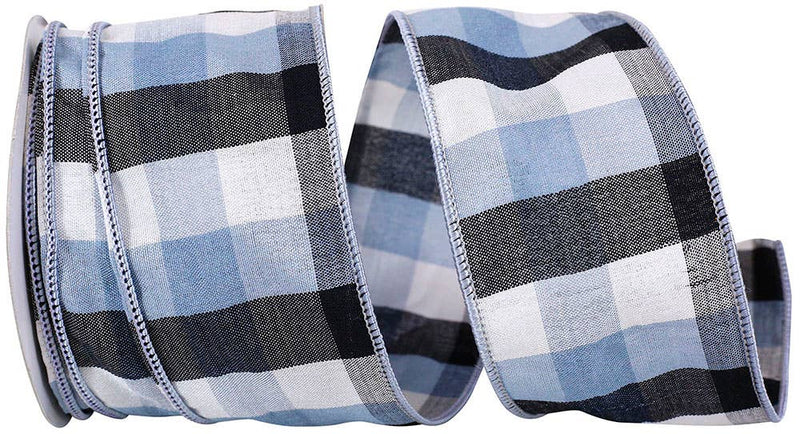Check Gingham Grand Everyday Wired Edge, Blue, 2-1/2 In