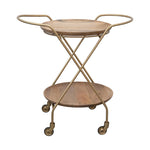 Metal and Mango Wood Two-Tier Bar Cart on Casters