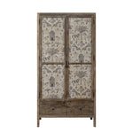 Recycled Pine Wood Cabinet with Papered Doors