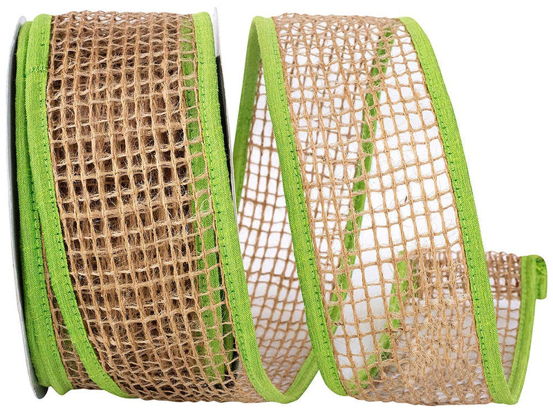 Open Weave Jute Mesh With Piping Wired Edge,/lime, 2-1/2 In