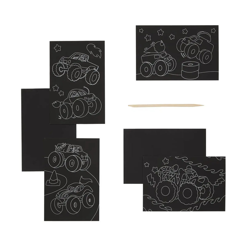 Mini Scratch & Scribble Art Kit: Monster Trucks